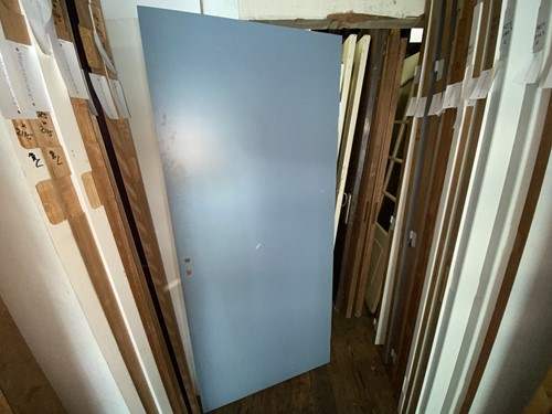 Gebruikte binnendeur 925x2115 links/rechtsdraaiend stomp hout blauw