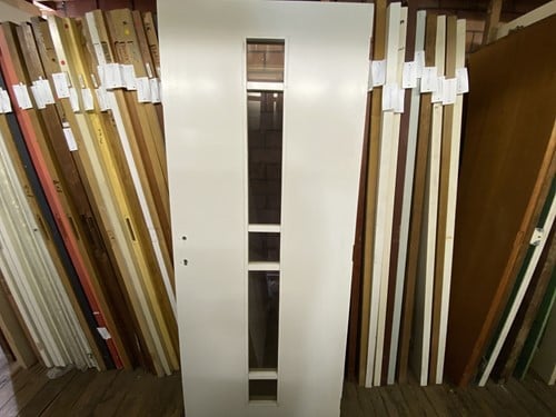 Gebruikte binnendeur 830x2015 rechtsdraaiend stomp hout wit/bruin-2