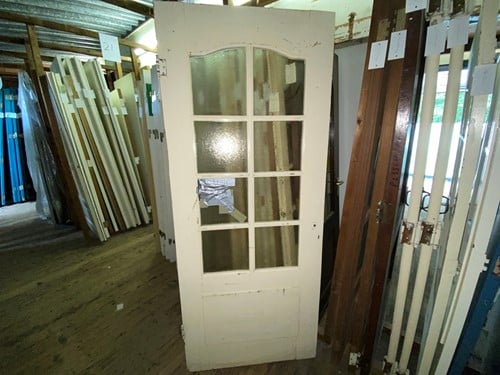 Gebruikte binnendeur 895x2170 linksdraaiend stomp hout wit