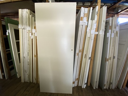 Gebruikte binnendeur 880x2310 rechtsdraaiend stomp hout wit