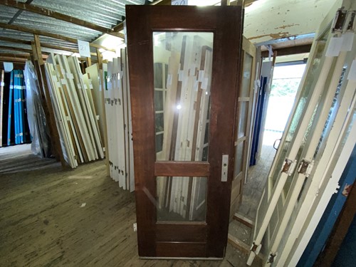Gebruikte binnendeur 860x2260 rechtsdraaiend stomp hout bruin