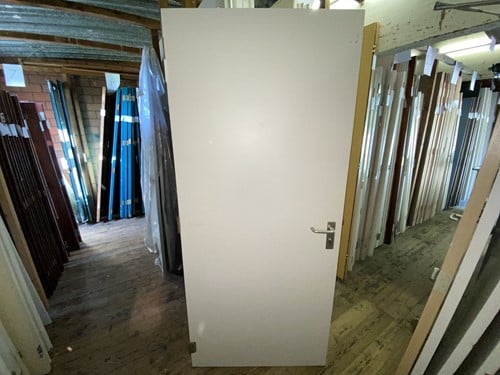 Gebruikte binnendeur 930x2115 linksdraaiend stomp hout wit