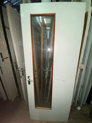 Gebruikte binnendeur 827x2120 rechtsdraaiend stomp hout wit