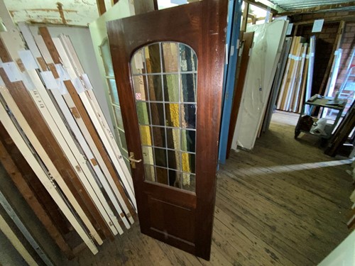 Gebruikte binnendeur 820x2100 linksdraaiend stomp hout bruin