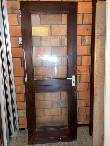 Gebruikte binnendeur 773x2102 linksdraaiend stomp hout bruin