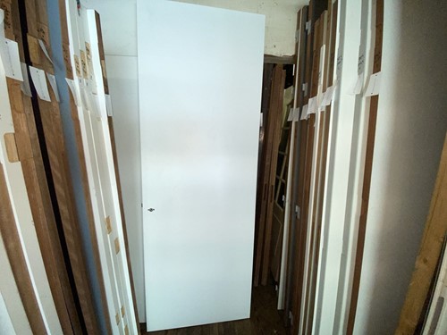Gebruikte binnendeur 875x2460 linksdraaiend stomp hout wit