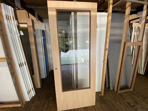 B-keus binnendeur 935x2300 linksdraaiend stomp hout met grote raam