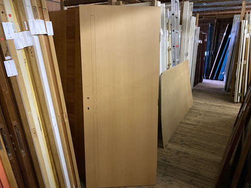 Gebruikte binnendeur 830x2010 rechtsdraaiend stomp hout bruin/wit
