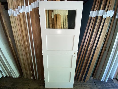 Gebruikte binnendeur 772x2010 linksdraaiend stomp wit met glas