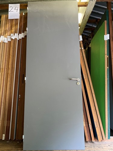 Gebruikte brandwerende binnendeur 920x2540 linksdraaiend stomp hout grijs