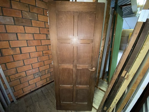 Gebruikte binnendeur 790x2040 linksdraaiend stomp hout bruin/groen