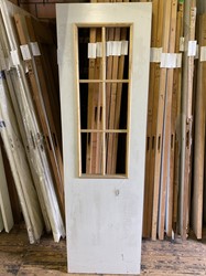 B-keus binnendeur 630x2115 stomp hout wit met uitsparingen voor 6 ruitjes