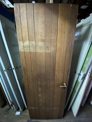 Gebruikte binnendeur 740x2075 rechtsdraaiend stomp hout bruin