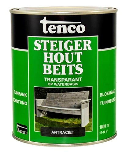 Tenco Steigerhoutbeits Transparant Zijdeglans Antraciet 1,0l