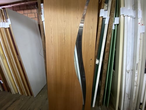 Gebruikte binnendeur 827x2064 rechtsdraaiend stomp hout bruin