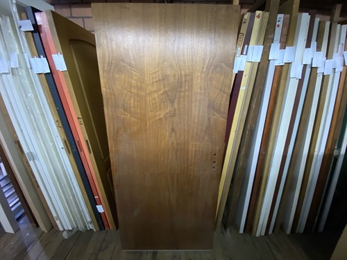 Gebruikte binnendeur 874x2000 linksdraaiend opdek hout bruin