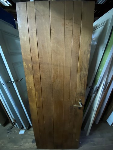 Gebruikte binnendeur 740x2880 rechtsdraaiend stomp hout bruin
