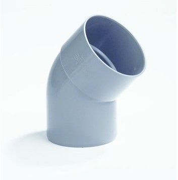 PVC Bocht 110mm lijmmof/ spie 45° grijs