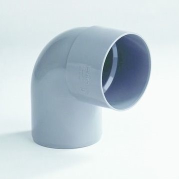 PVC Korte bocht 40mm lijmmof/ spie 90° grijs