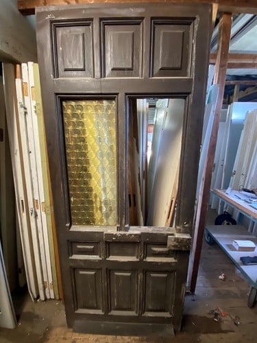Gebruikte antieke binnendeur 1015x2410 rechtsdraaiend stomp hout bruin